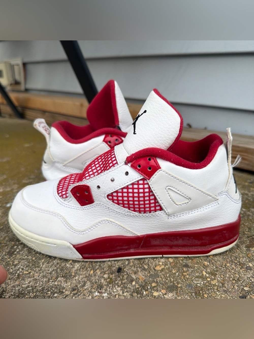 AIR Jordan Retro 4 Alternate 89 Kids White and Red Basketball Sneakers